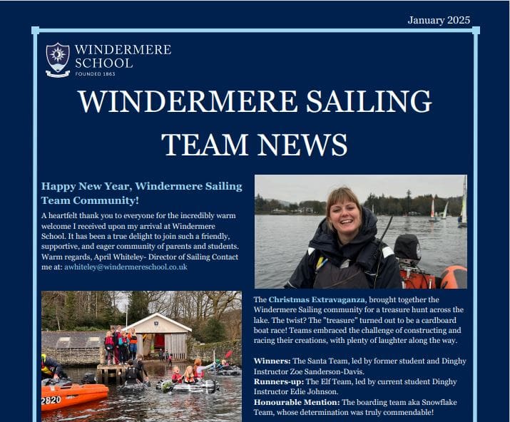 Windermere School Sailing newsletter